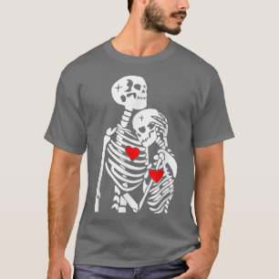 Hugging Skeleton Heart Couple Valentine Day For Me T-Shirt
