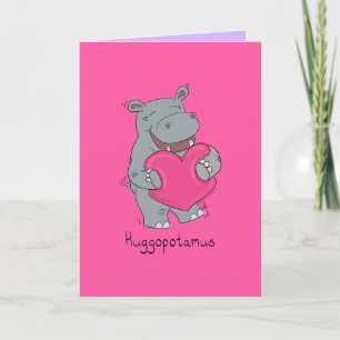 Huggopotamus Valentine's Day Hippo Card Pink