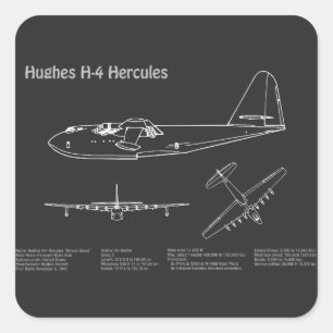 Hughes H-4 Hercules Spruce Goose - Aeroplane Plans Square Sticker
