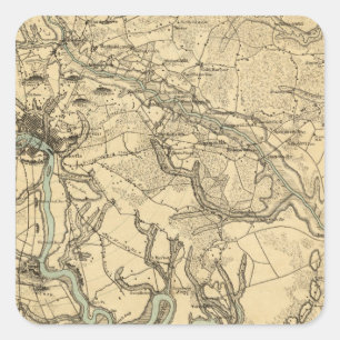 Hughes Military Map Of Richmond and Petersburgh Square Sticker