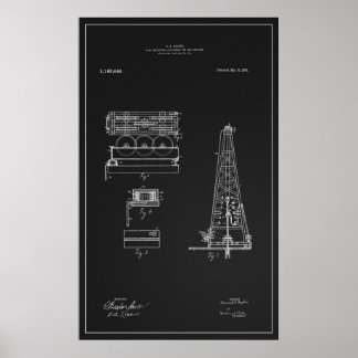 HUGHES TOOL COMPANY OIL DERRICK PATENT 1916 POSTER
