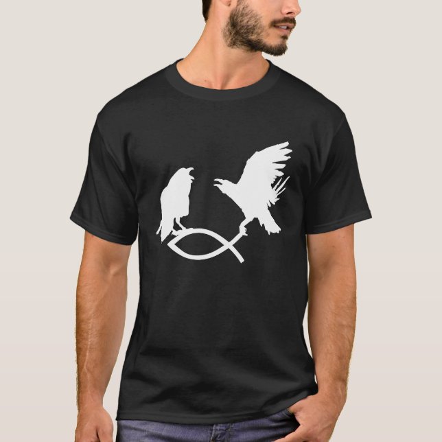 Hugin & Munin Catch Christian Fish  Odin Thor  Vik T-Shirt (Front)