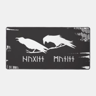 Huginn and Muninn Viking Ravens Norse Ink Desk Mat