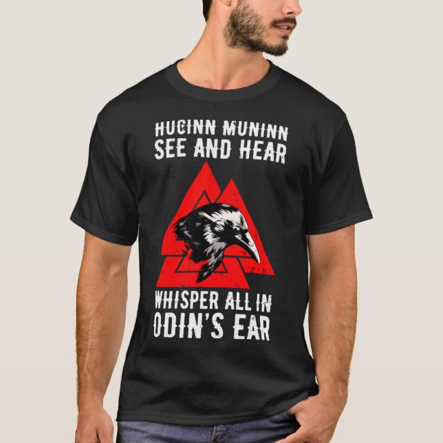 Huginn Muninn Odin Ravengod Wotan Thor T-Shirt (Front)