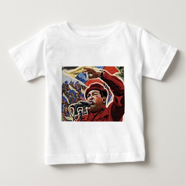 Hugo Chavez - Cartoon Revolution style Baby T-Shirt (Front)