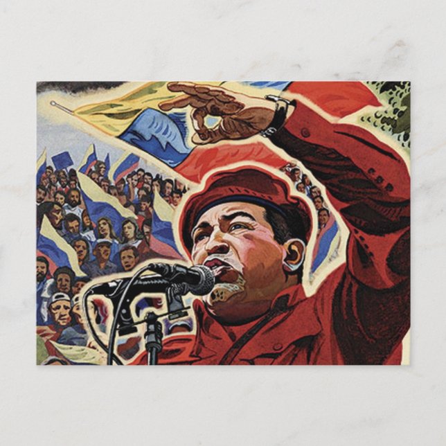 Hugo Chavez - Cartoon Revolution style Postcard (Front)