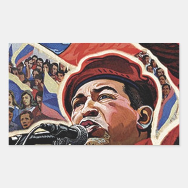 Hugo Chavez - Cartoon Revolution style Rectangular Sticker (Front)