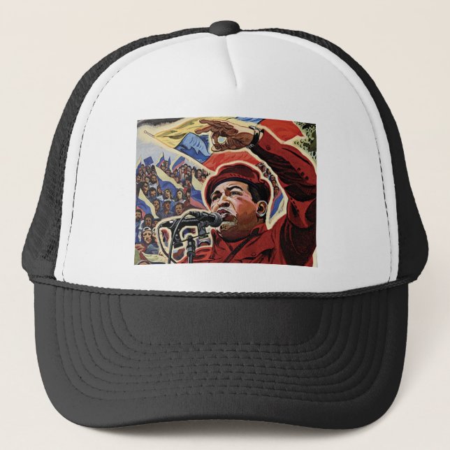 Hugo Chavez - Cartoon Revolution style Trucker Hat (Front)