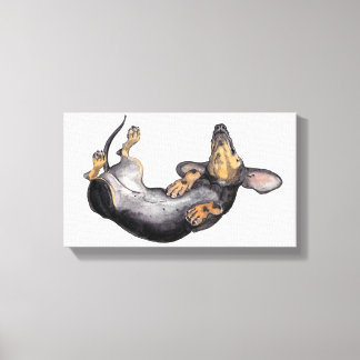 Hugo the dachshund sleeping canvas wall art