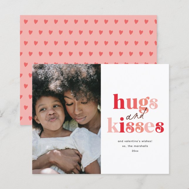Hugs and Kisses Budget Photo Valentine's Day Card (Front/Back)