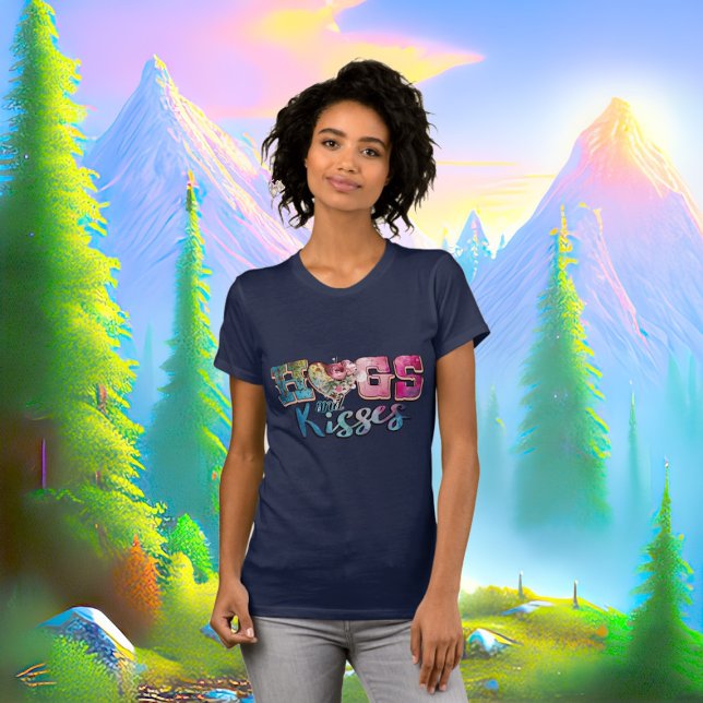 Hugs And Kisses Casual Modern Valentine's Day Dark T-Shirt (Hugs And Kisses Casual Modern Valentine's Day Dark T-Shirt
)