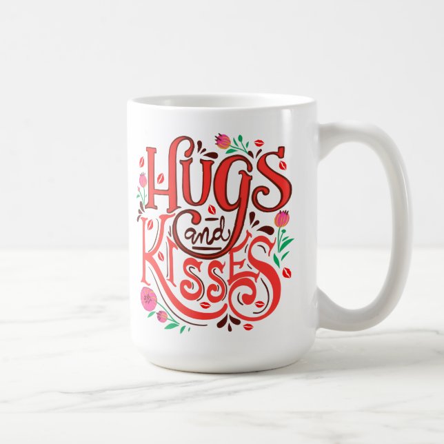 Hugs and Kisses Ceramic Mug — Floral  (Right)