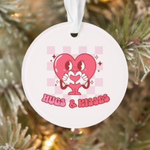 "Hugs and Kisses" Cute & Loving Pink Heart Ornament