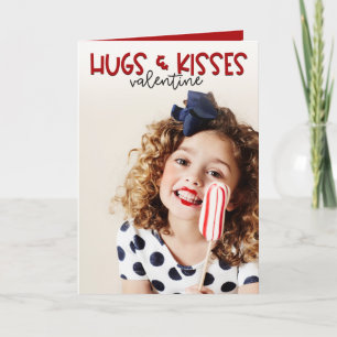 Hugs and Kisses Family Photo Valentine Holiday Card