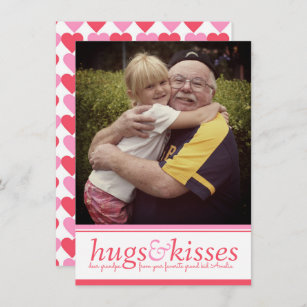 Hugs and Kisses Grandpa Photo Valentine Day Card