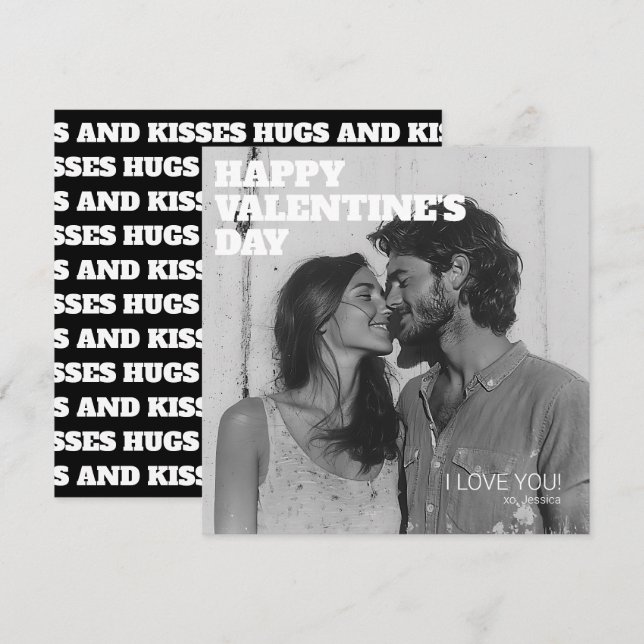 Hugs and Kisses Happy Valentine's Day to Husband Holiday Card (Front/Back)