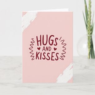 Hugs And Kisses Maroon Love Card