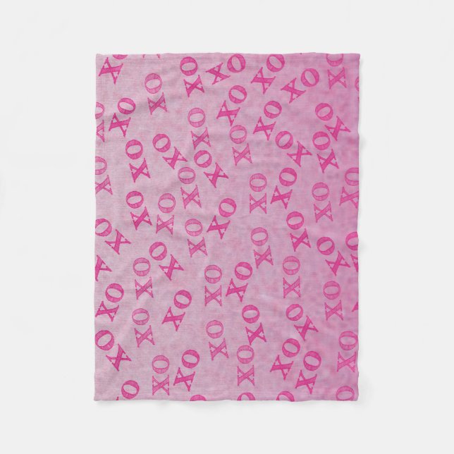 Hugs And Kisses Pink XO XO Fleece Blanket (Front)