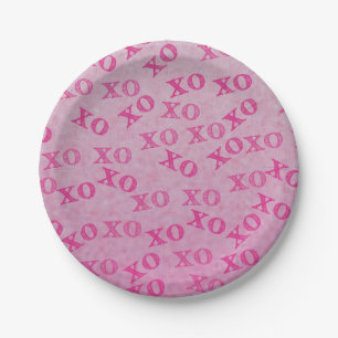 Hugs And Kisses Pink XO XO Paper Plate