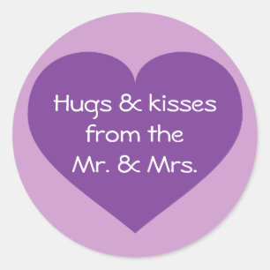 Hugs and Kisses Purple Heart Classic Round Sticker
