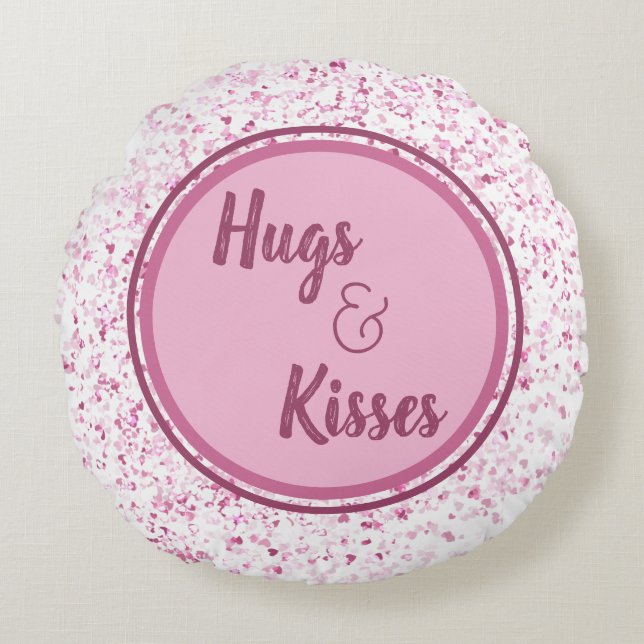 Hugs and Kisses Round Pillow (Front)