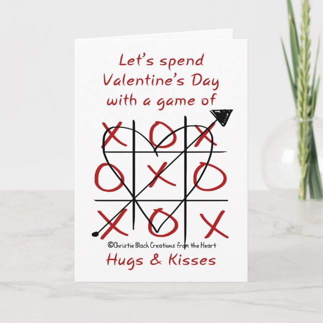 Hugs and Kisses Valentine-Tic Tac Toe Holiday Card (Front)