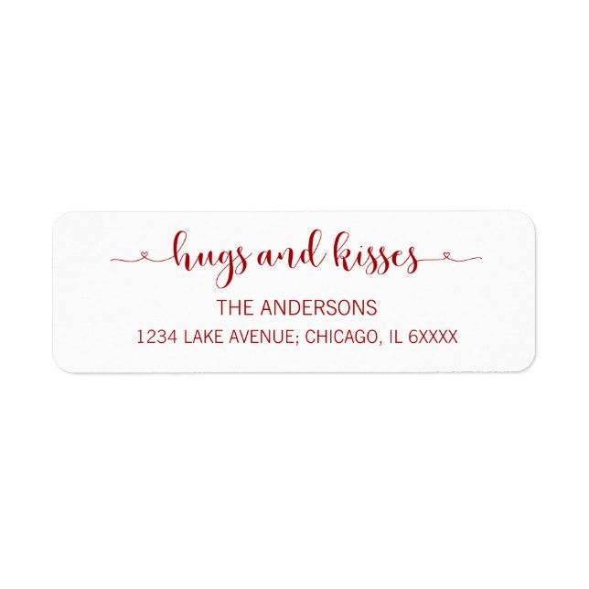 Hugs and Kisses Valentine's Day  Address Labels (Front)