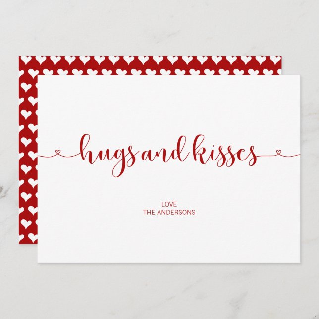 Hugs and Kisses Valentine's Day Card (Front/Back)