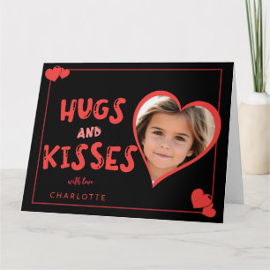 Hugs And  Kisses Valentine's Day Custom Photo Card