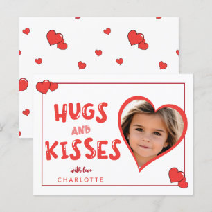 Hugs And  Kisses Valentine's Day Custom Photo Postcard