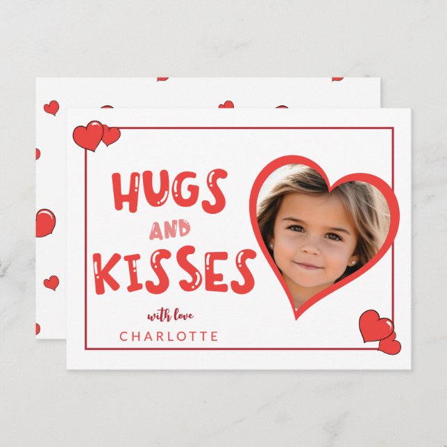 Hugs And  Kisses Valentine's Day Custom Photo Postcard (Front/Back)