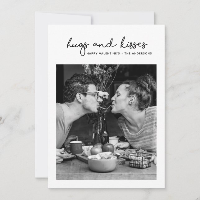 Hugs and Kisses Valentines Day | Modern Photo Holiday Card (Front)