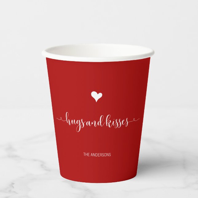 Hugs and Kisses Valentine's Day Paper Cups (Front)