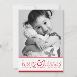Hugs and Kisses Valentines Day Photo Holiday Card