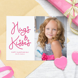 "Hugs and Kisses" Valentines Day Photo Holiday Card