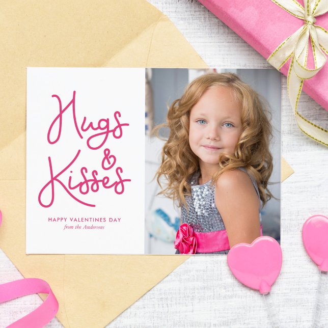 "Hugs and Kisses" Valentines Day Photo Holiday Card (Creator Uploaded)