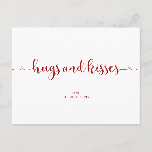 Hugs and Kisses Valentine's Day Postcard (Front)