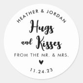 Hugs and Kisses Wedding Chocolate Favours Classic Round Sticker (Front)