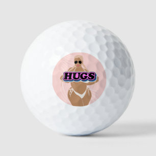 hugs, cartoon beautifull plus  lady in bikiny  golf balls