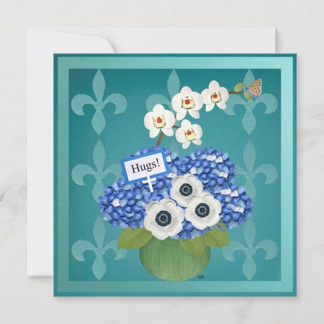 Hugs! Flat Botanical Art Card (Front)