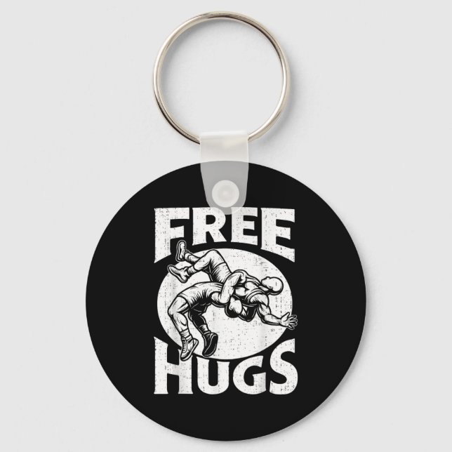 Hugs Funny Wrestling Humor Wrestler Wrestle Men Wo Key Ring (Front)