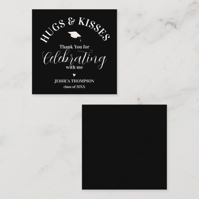 Hugs & Kisses 2025 Graduation Party Thank you Card (Front/Back)