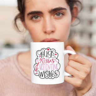 Hugs, kisses and Valentine Wishes, Hearts, Love 2  Coffee Mug