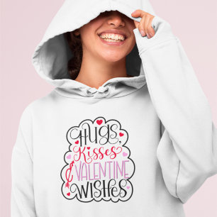 Hugs, kisses and Valentine Wishes, Hearts, Love Hoodie