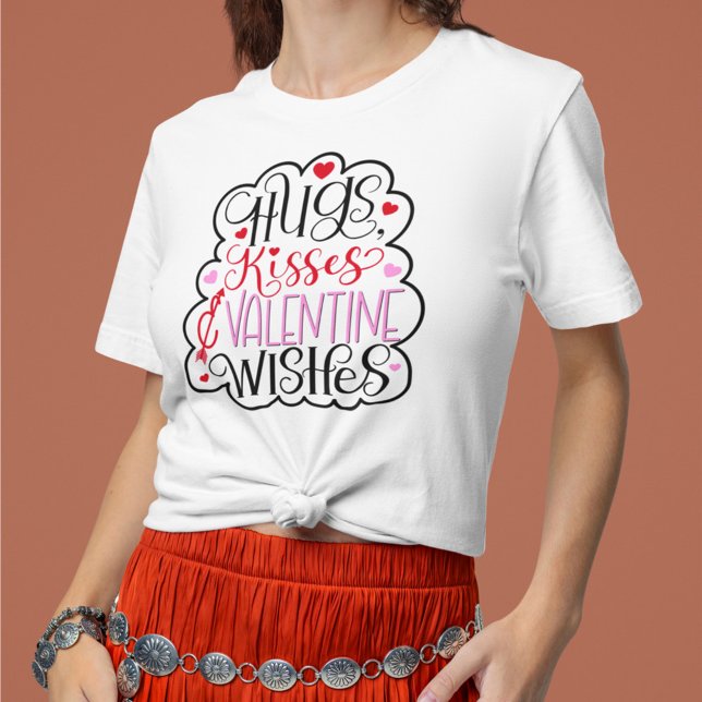 Hugs, kisses and Valentine Wishes, Hearts, Love T-Shirt (Creator Uploaded)