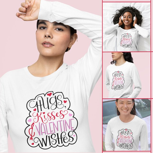 Hugs, kisses and Valentine Wishes, Hearts, Love T-Shirt (Creator Uploaded)
