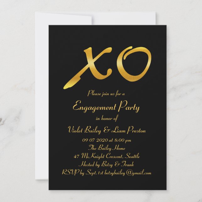 Hugs & Kisses Engagement Party Invitation (Front)