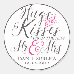 Hugs Kisses from Mr and Mrs Wedding Favour Sticker