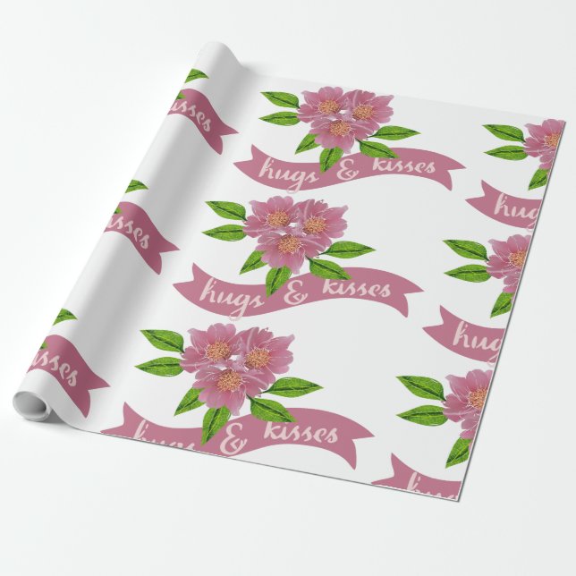 Hugs & Kisses Gift Wrapping Paper (Unrolled)