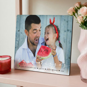 Hugs & Kisses Happy Valentine's Day Family Photo Plaque